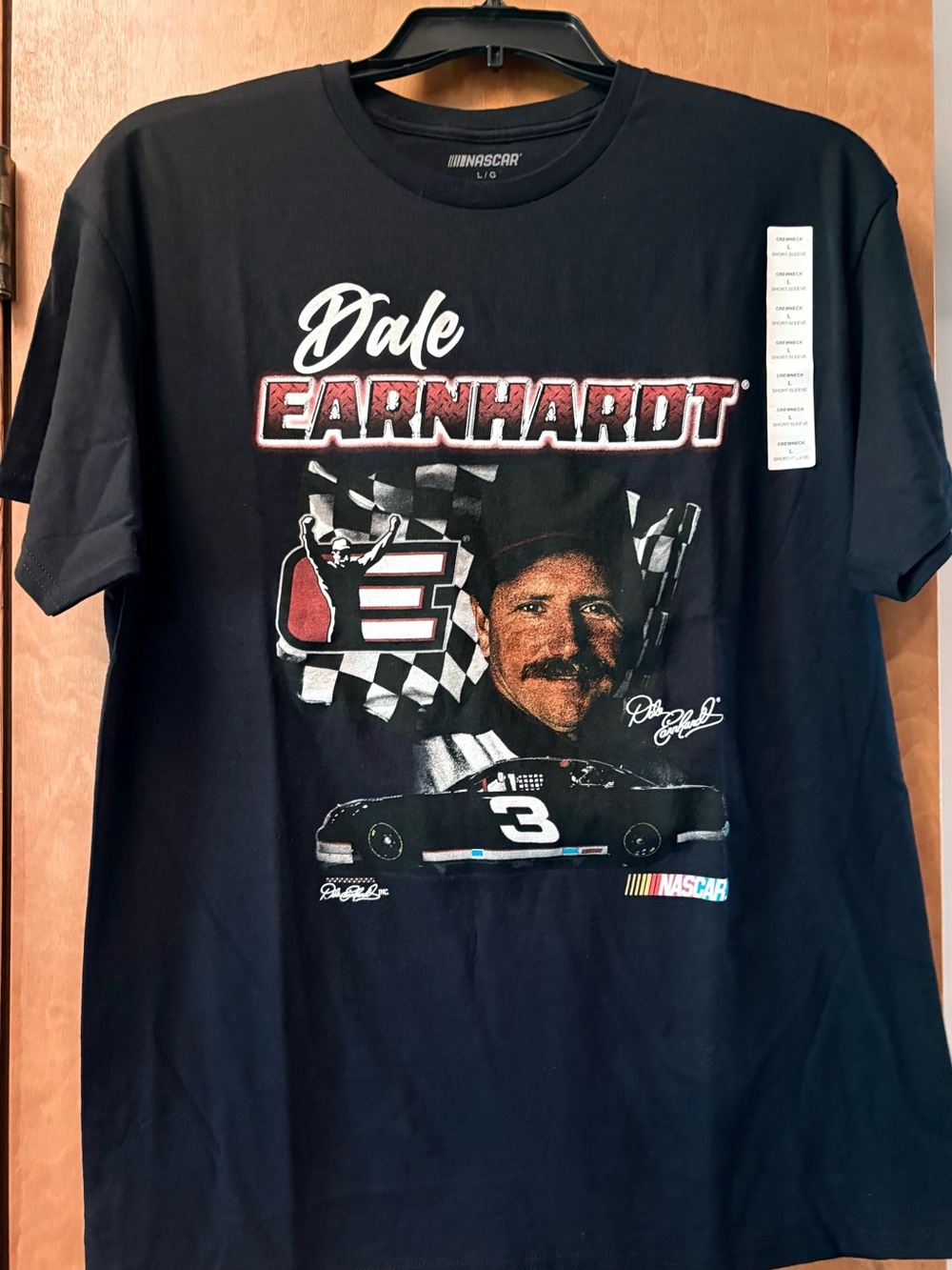 Nascar Dale Earnhardt Portrait Tee - Black with Red & White Accents. NEW w tags